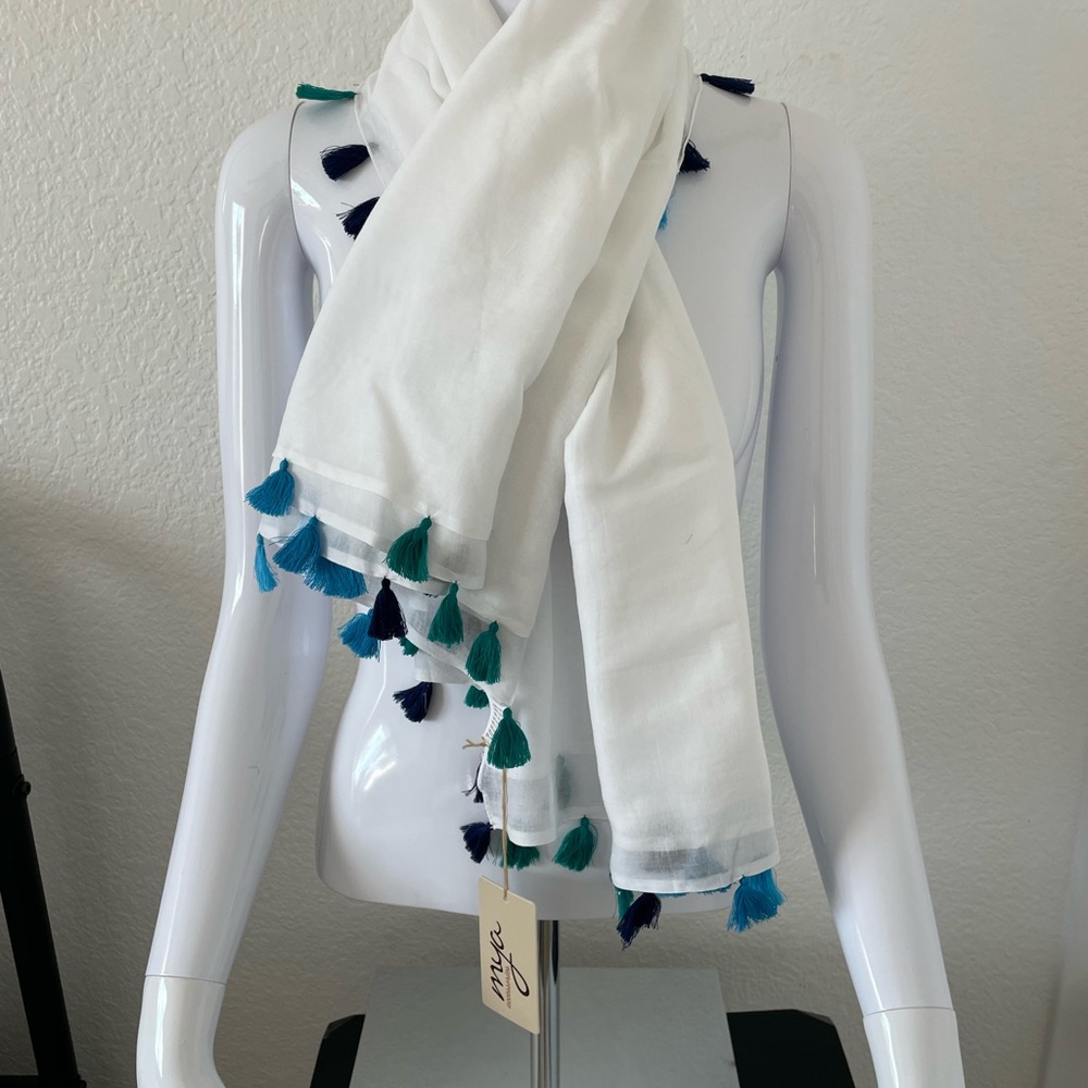 NEW  Oversized White Scarf with Tassels